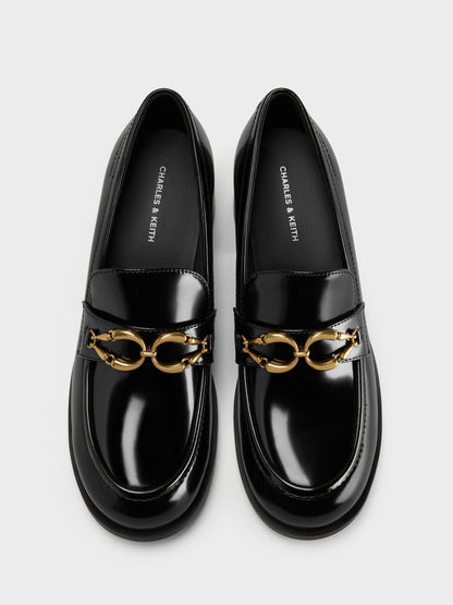 Metallic-Buckle Loafer Pumps - Black Box | CHARLES & KEITH
