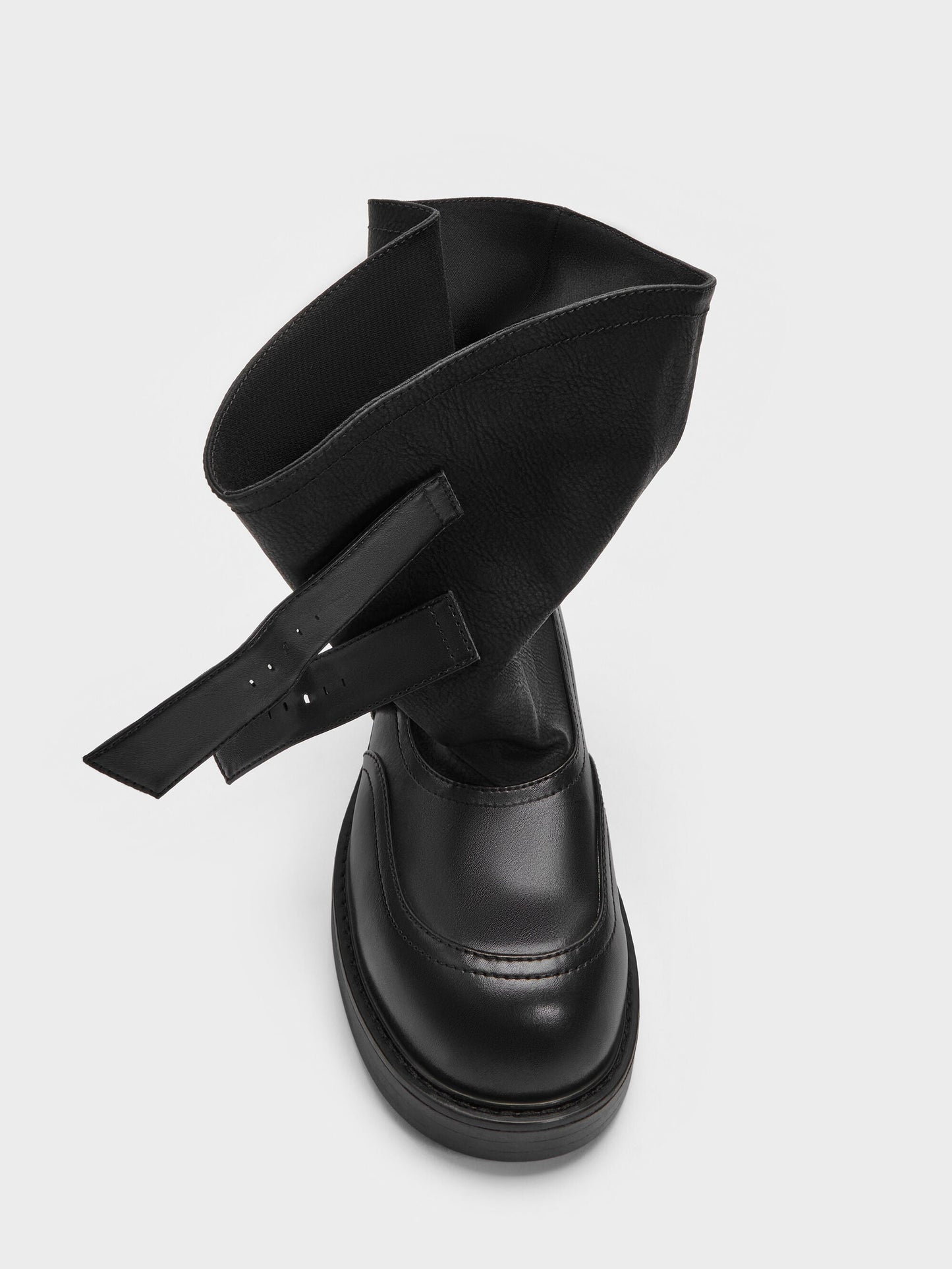 Aether Buckled Calf Boots - Black | CHARLES & KEITH