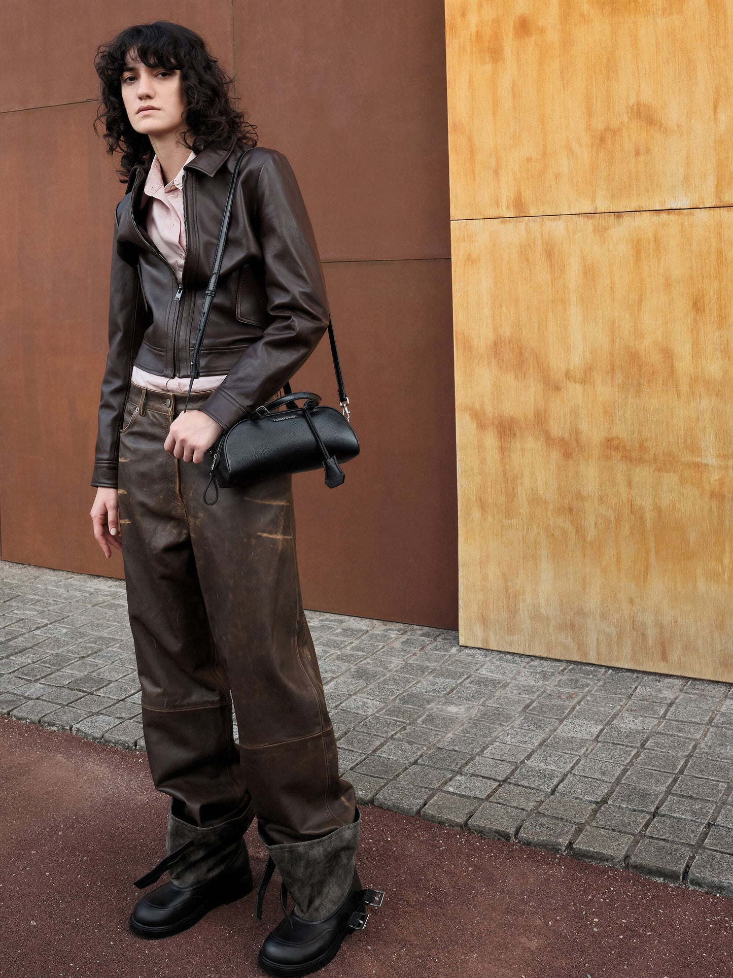 Aether Buckled Calf Boots - Dark Grey | CHARLES & KEITH