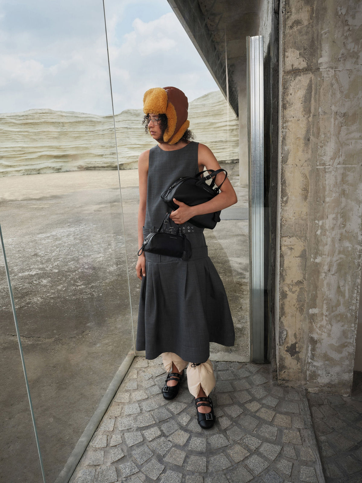 Aether Grommet Studded Mary Jane Flats - Black | CHARLES & KEITH