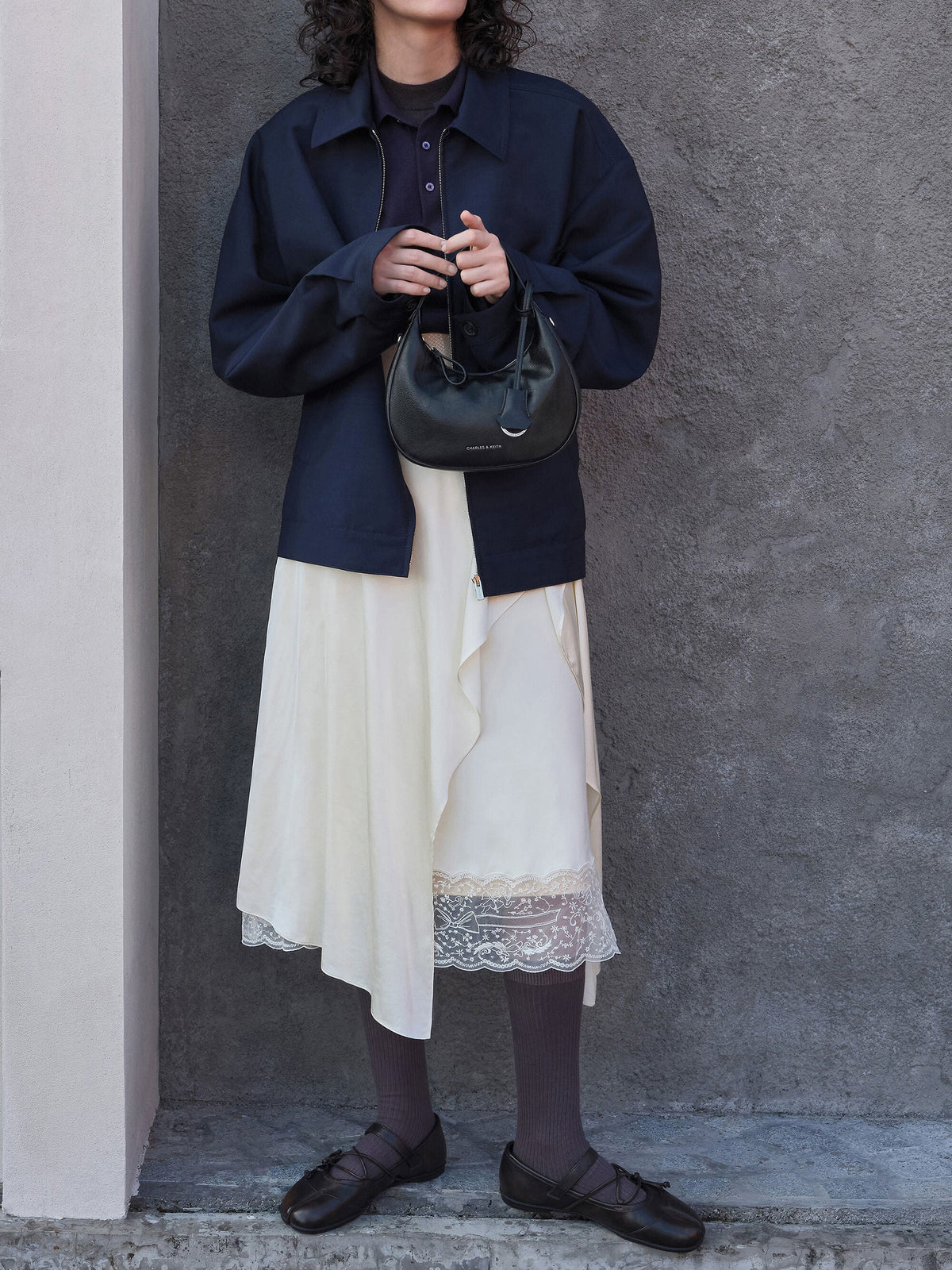 Aether Lace-Up Split-Toe Mary Jane Flats - Brown | CHARLES & KEITH