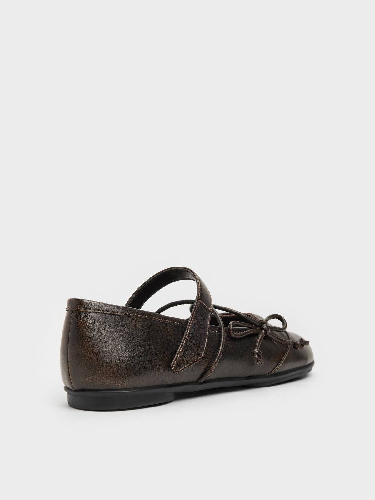 Aether Lace-Up Split-Toe Mary Jane Flats - Brown | CHARLES & KEITH