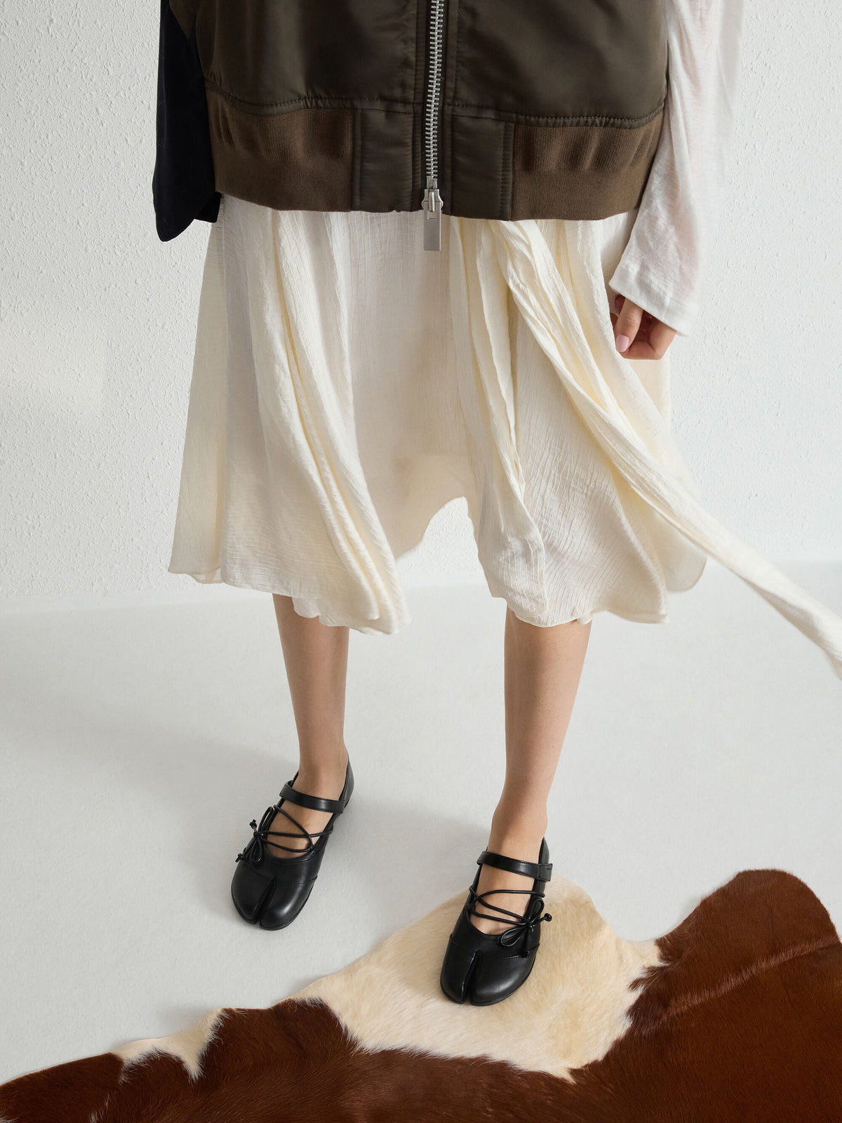 Aether Lace-Up Split-Toe Mary Jane Flats - Black | CHARLES & KEITH