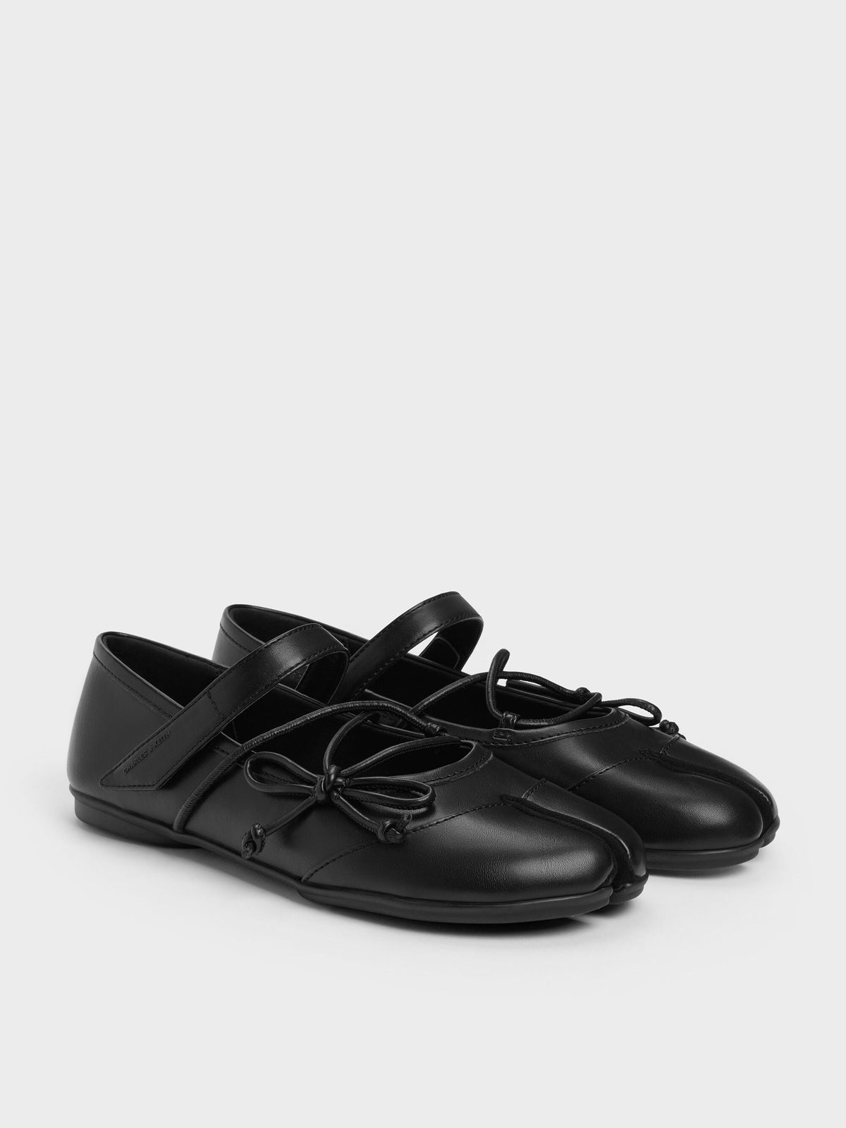 Aether Lace-Up Split-Toe Mary Jane Flats - Black | CHARLES & KEITH