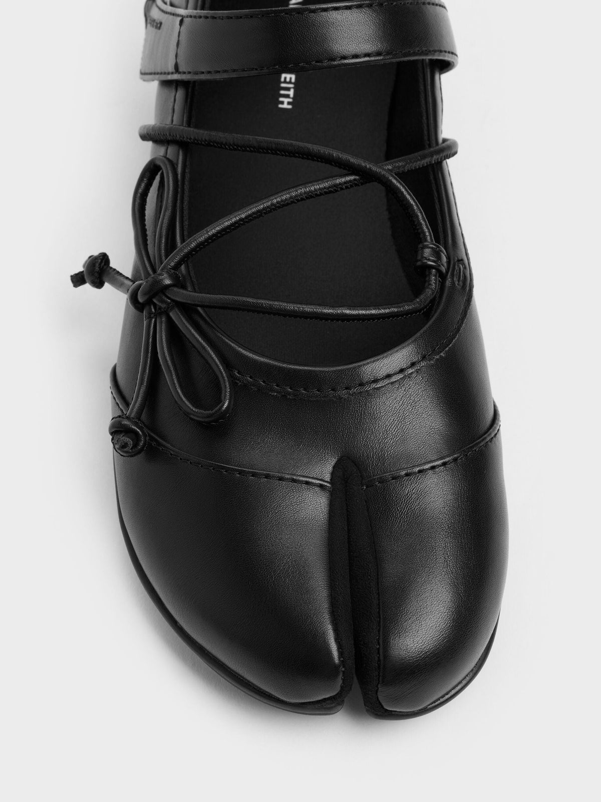 Aether Lace-Up Split-Toe Mary Jane Flats - Black | CHARLES & KEITH
