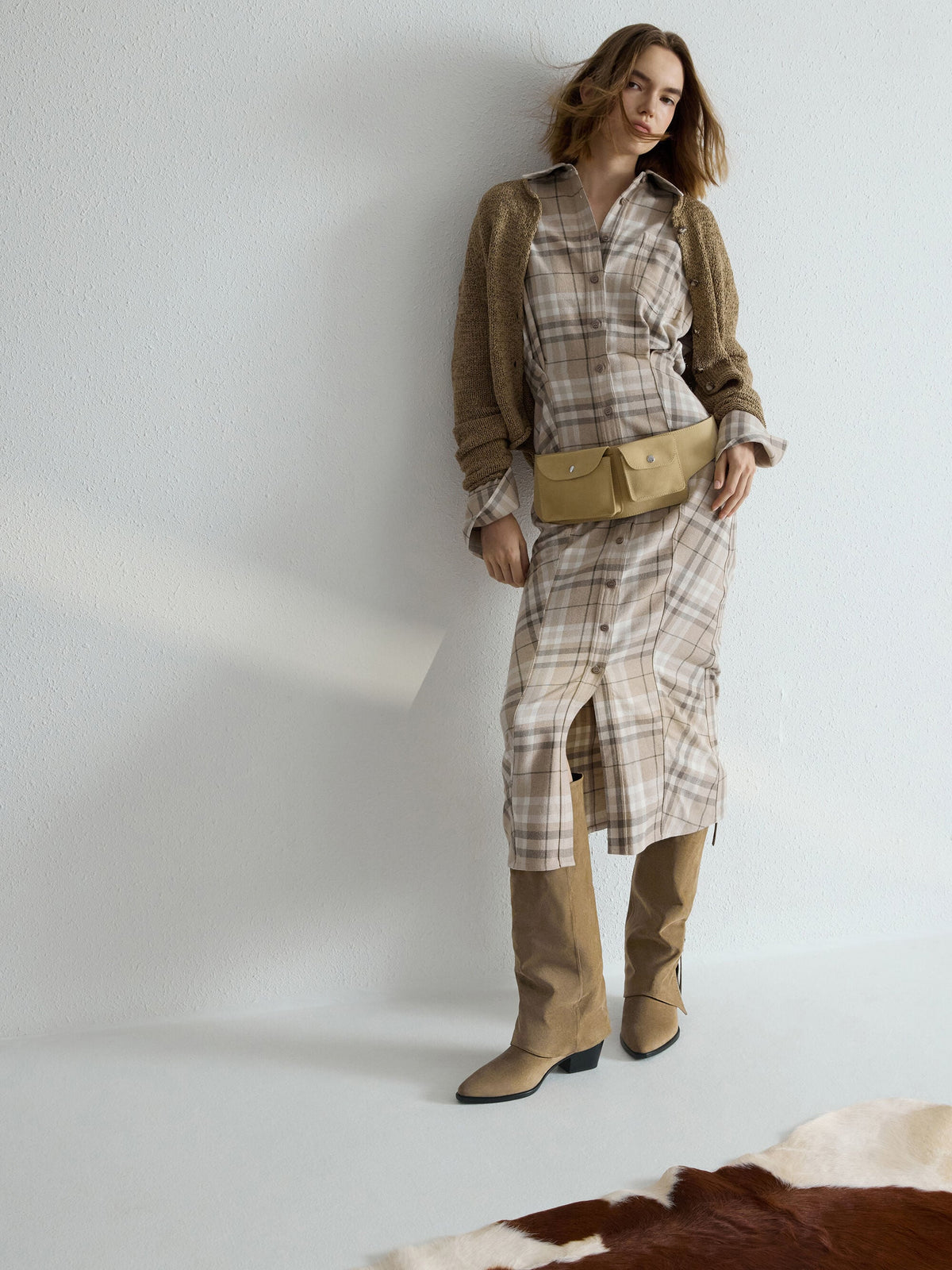 Aether Faux Suede Tassel-Zip Knee-High Boots - Khaki | CHARLES & KEITH
