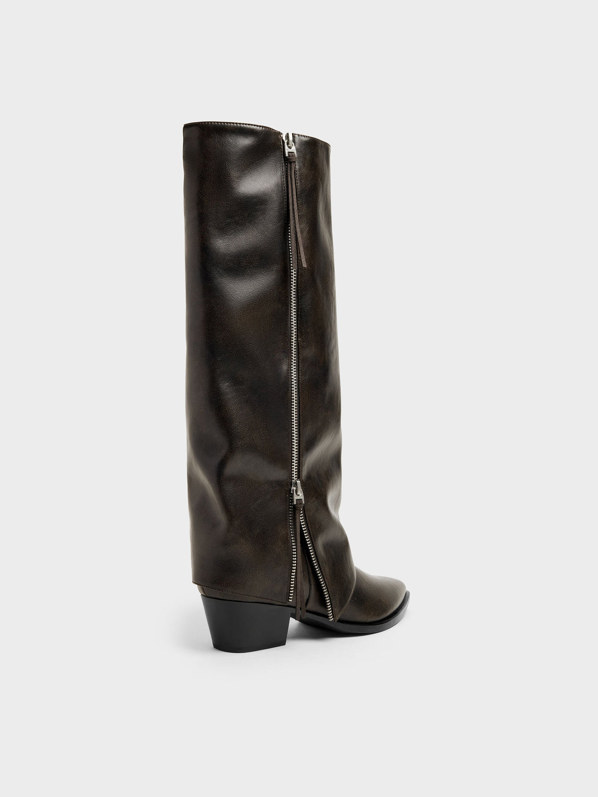 Aether Tassel-Zip Knee-High Boots - Dark Brown | CHARLES & KEITH
