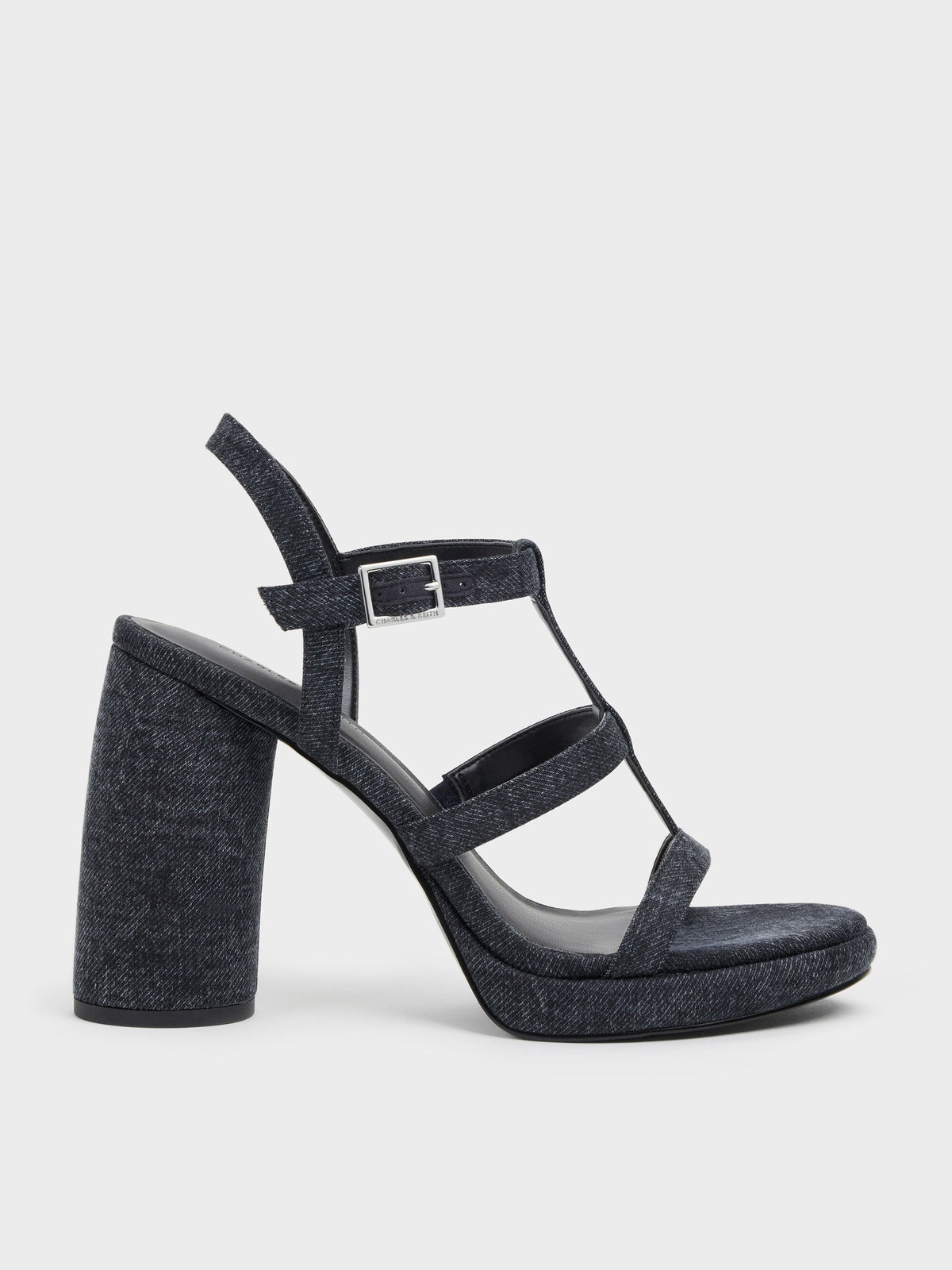 Aether Denim Platform Sandals - Dark Blue | CHARLES & KEITH