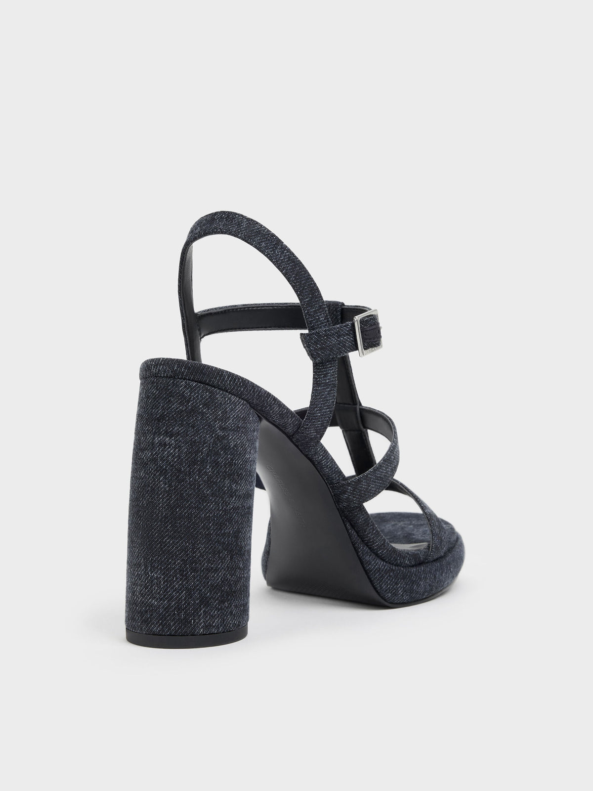 Aether Denim Platform Sandals - Dark Blue | CHARLES & KEITH