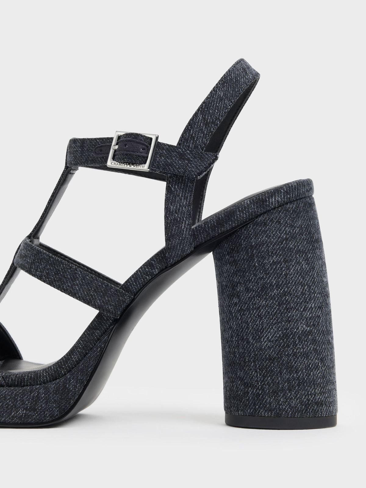 Aether Denim Platform Sandals - Dark Blue | CHARLES & KEITH