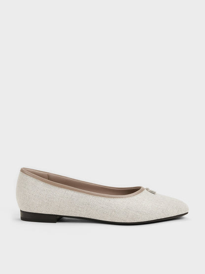 Griselda Two-Tone Ballet Flats - Light Grey | CHARLES & KEITH