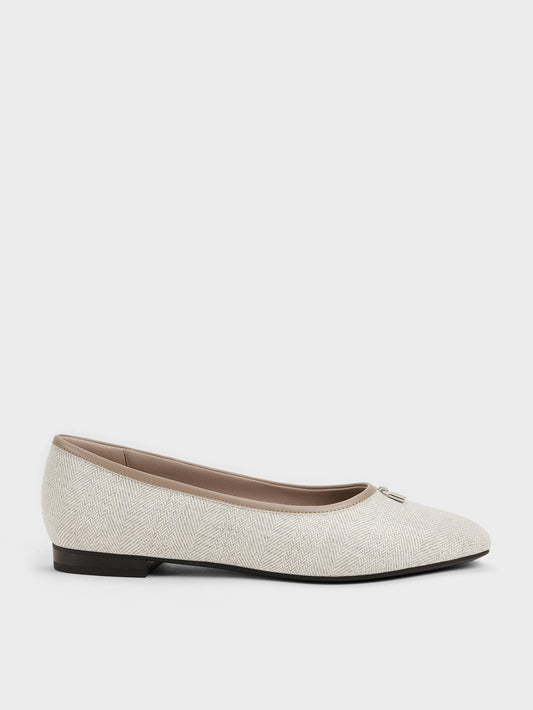 Griselda Two-Tone Ballet Flats - Light Grey | CHARLES & KEITH