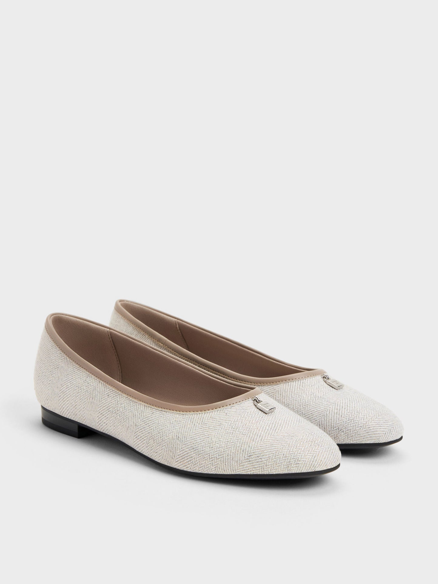 Griselda Two-Tone Ballet Flats - Light Grey | CHARLES & KEITH