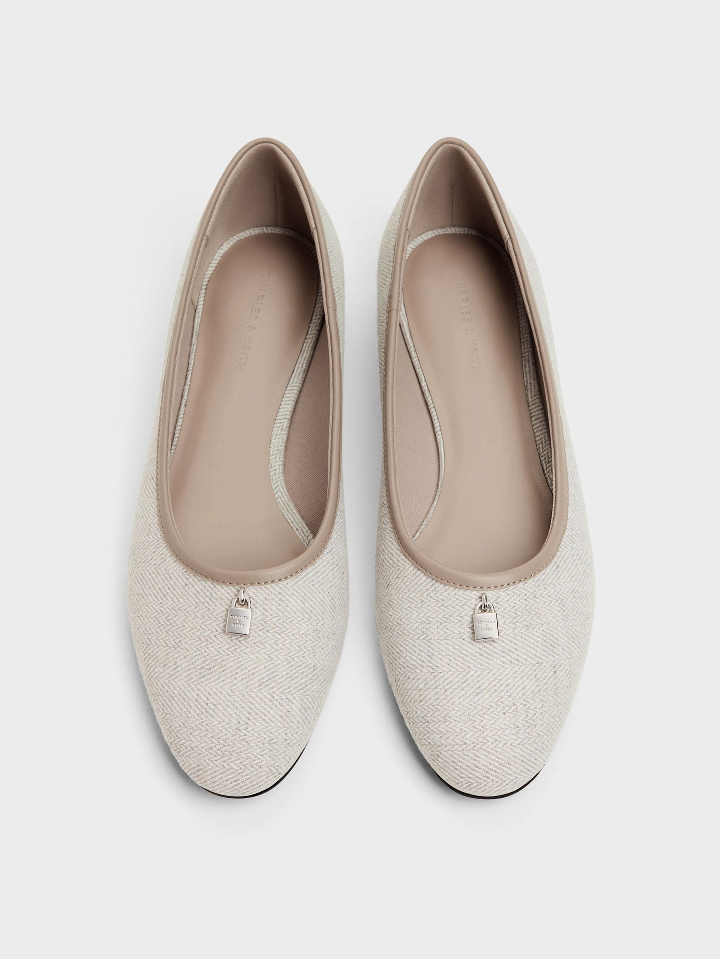 Griselda Two-Tone Ballet Flats - Light Grey | CHARLES & KEITH