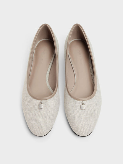 Griselda Two-Tone Ballet Flats - Light Grey | CHARLES & KEITH