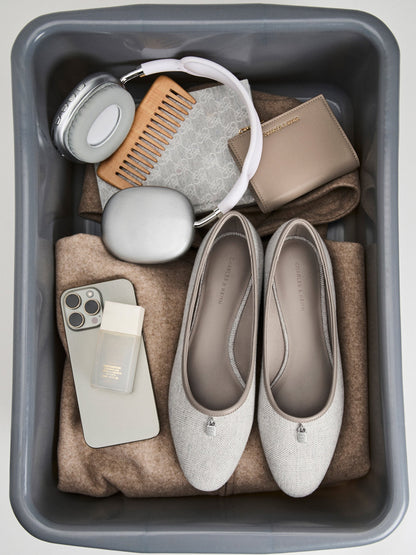 Griselda Two-Tone Ballet Flats - Light Grey | CHARLES & KEITH