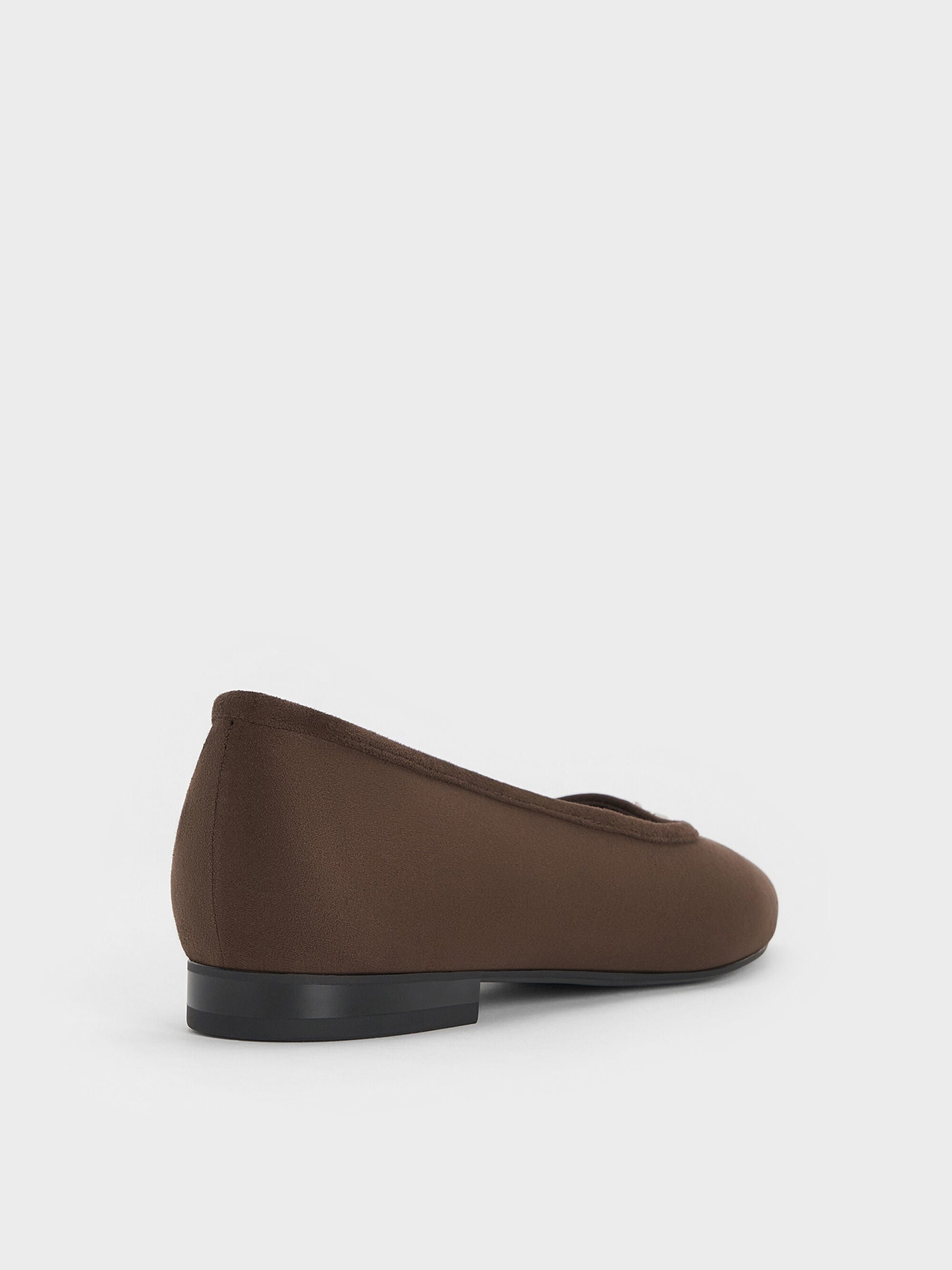 Griselda Faux Suede Ballet Flats - Dark Brown Textured | CHARLES & KEITH