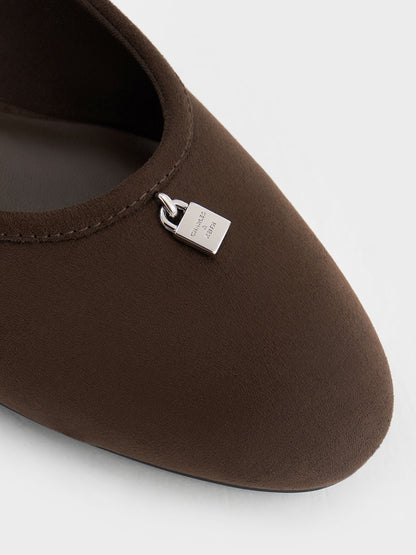 Griselda Faux Suede Ballet Flats - Dark Brown Textured | CHARLES & KEITH