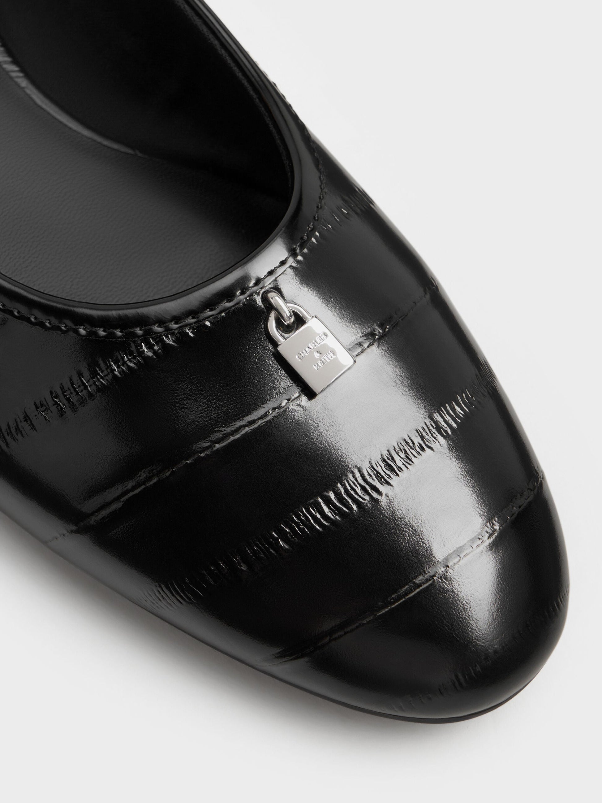 Griselda Eel-Effect Ballet Flats - Animal Print Black | CHARLES & KEITH