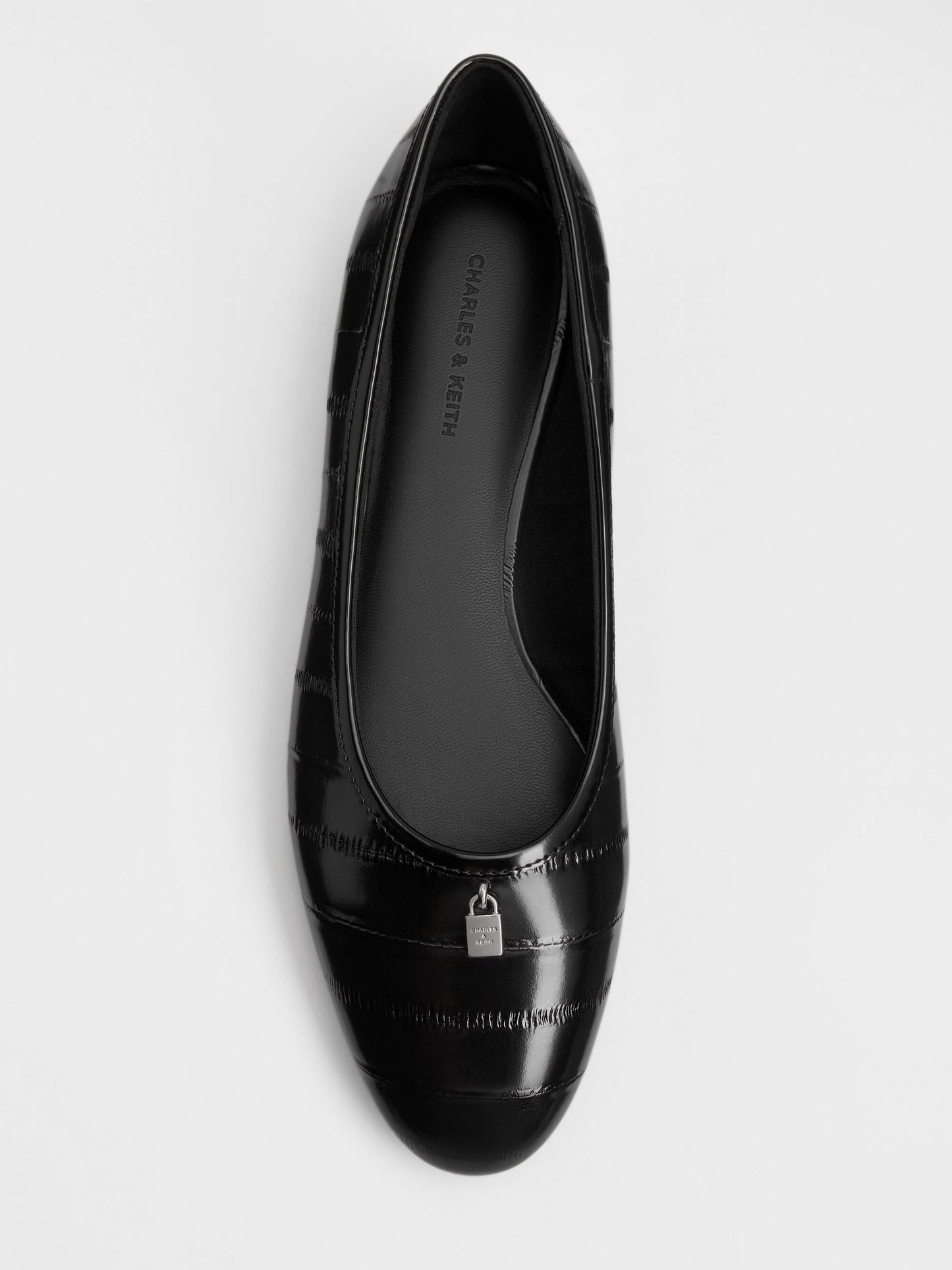 Griselda Eel-Effect Ballet Flats - Animal Print Black | CHARLES & KEITH