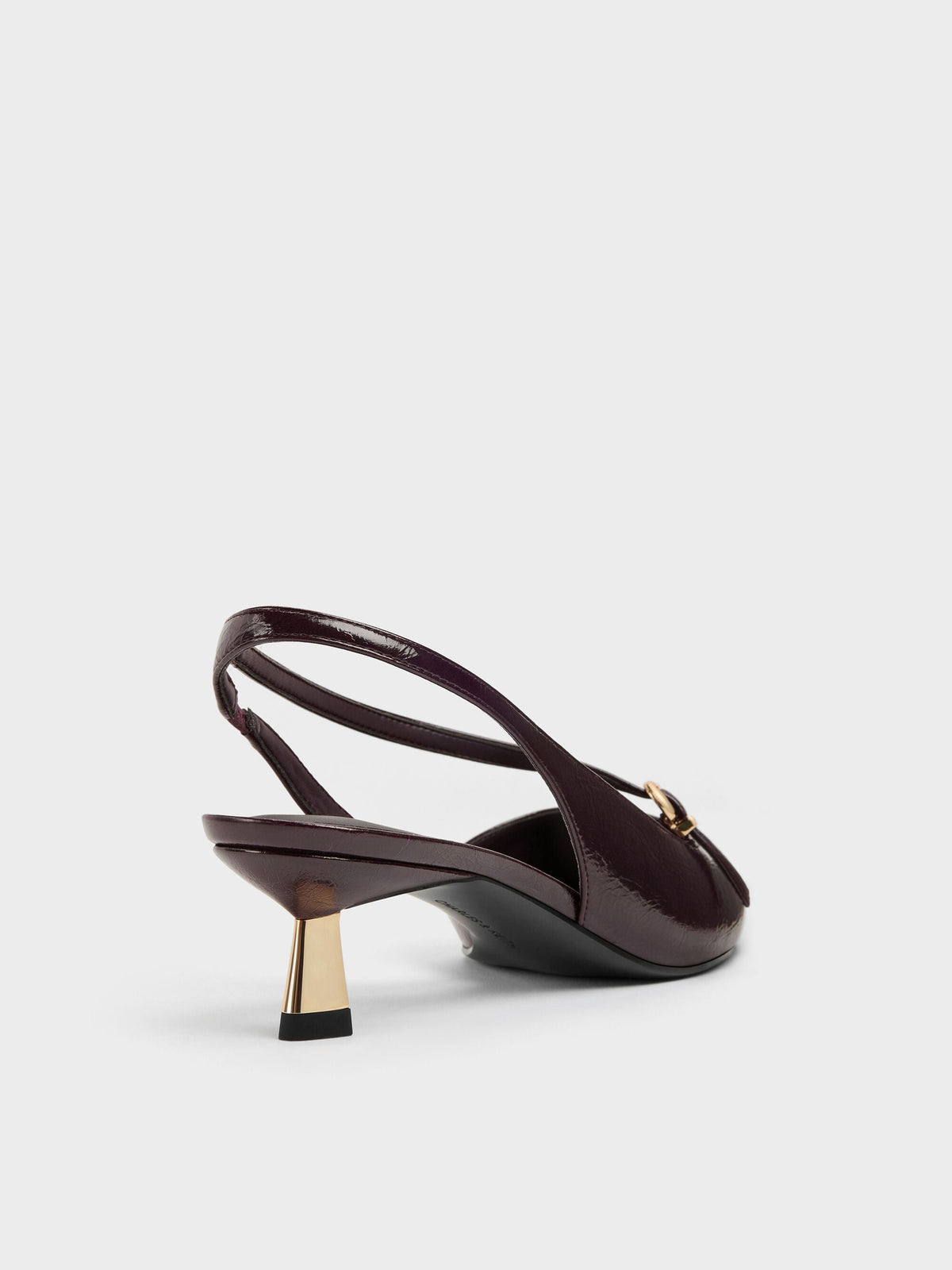 Asymmetric D'Orsay Slingback Pumps - Burgundy | CHARLES & KEITH
