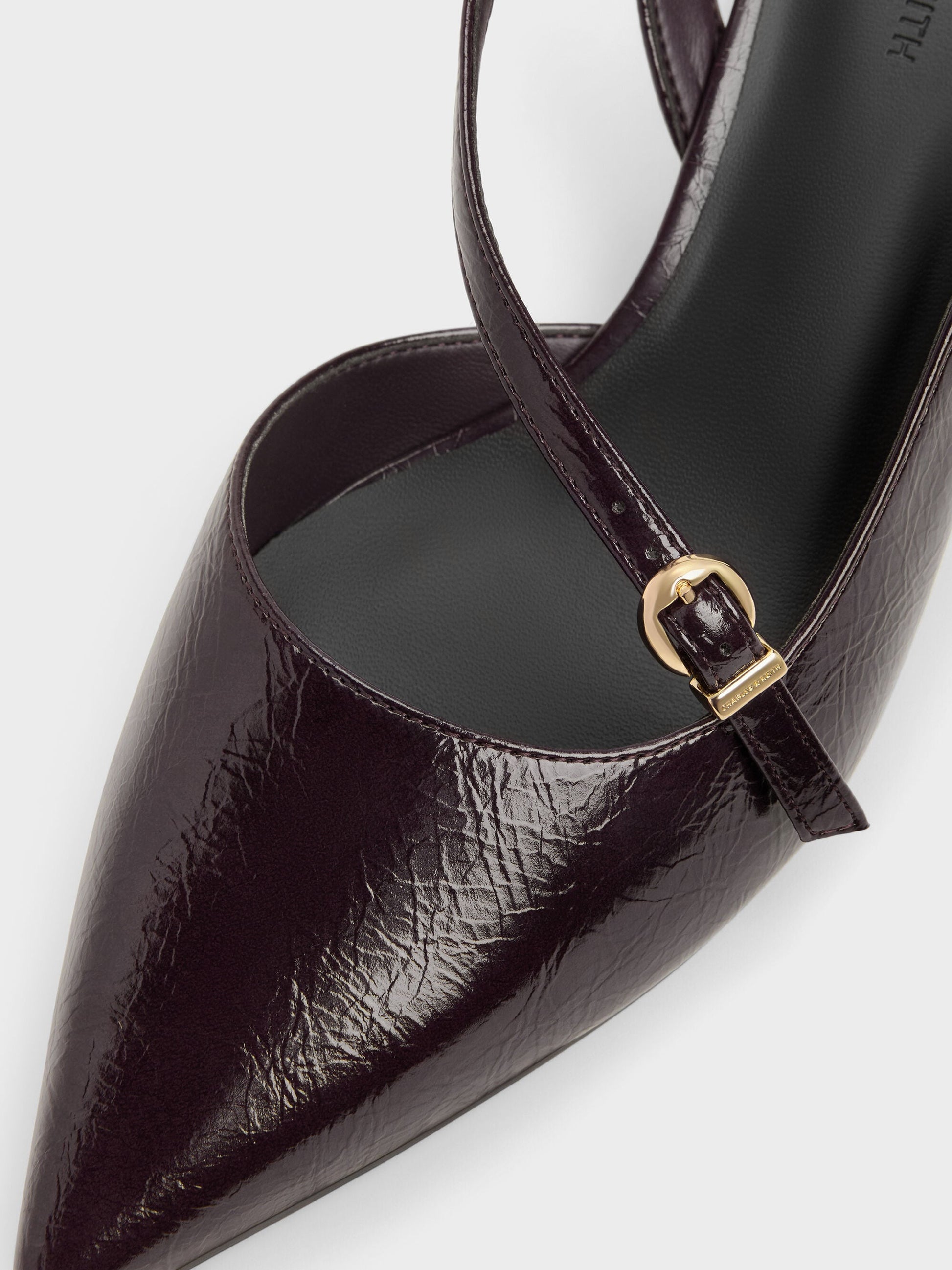 Asymmetric D'Orsay Slingback Pumps - Burgundy | CHARLES & KEITH
