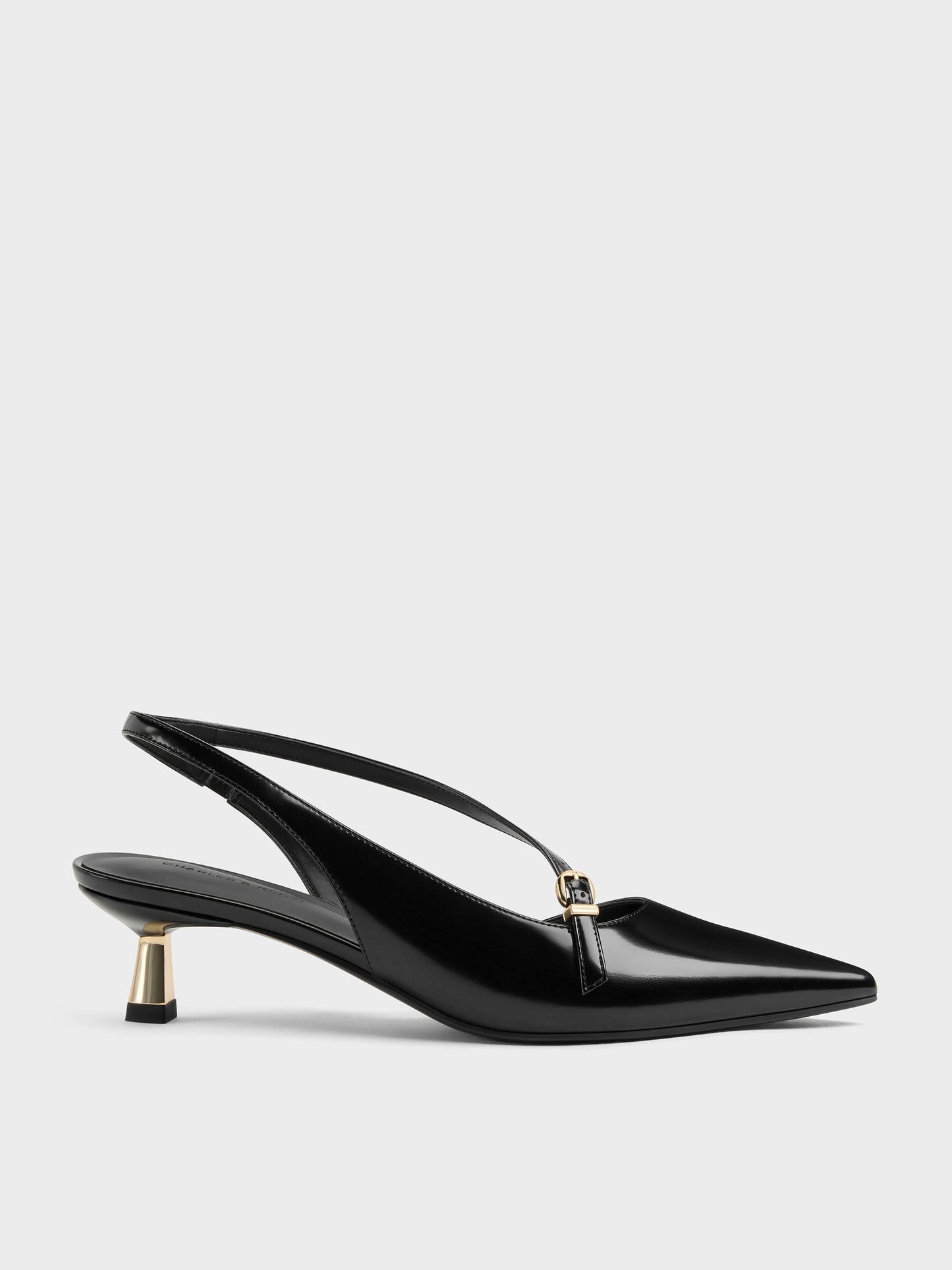 Asymmetric D'Orsay Slingback Pumps - Black Box | CHARLES & KEITH