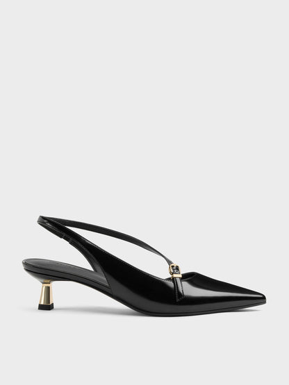 Asymmetric D'Orsay Slingback Pumps - Black Box | CHARLES & KEITH