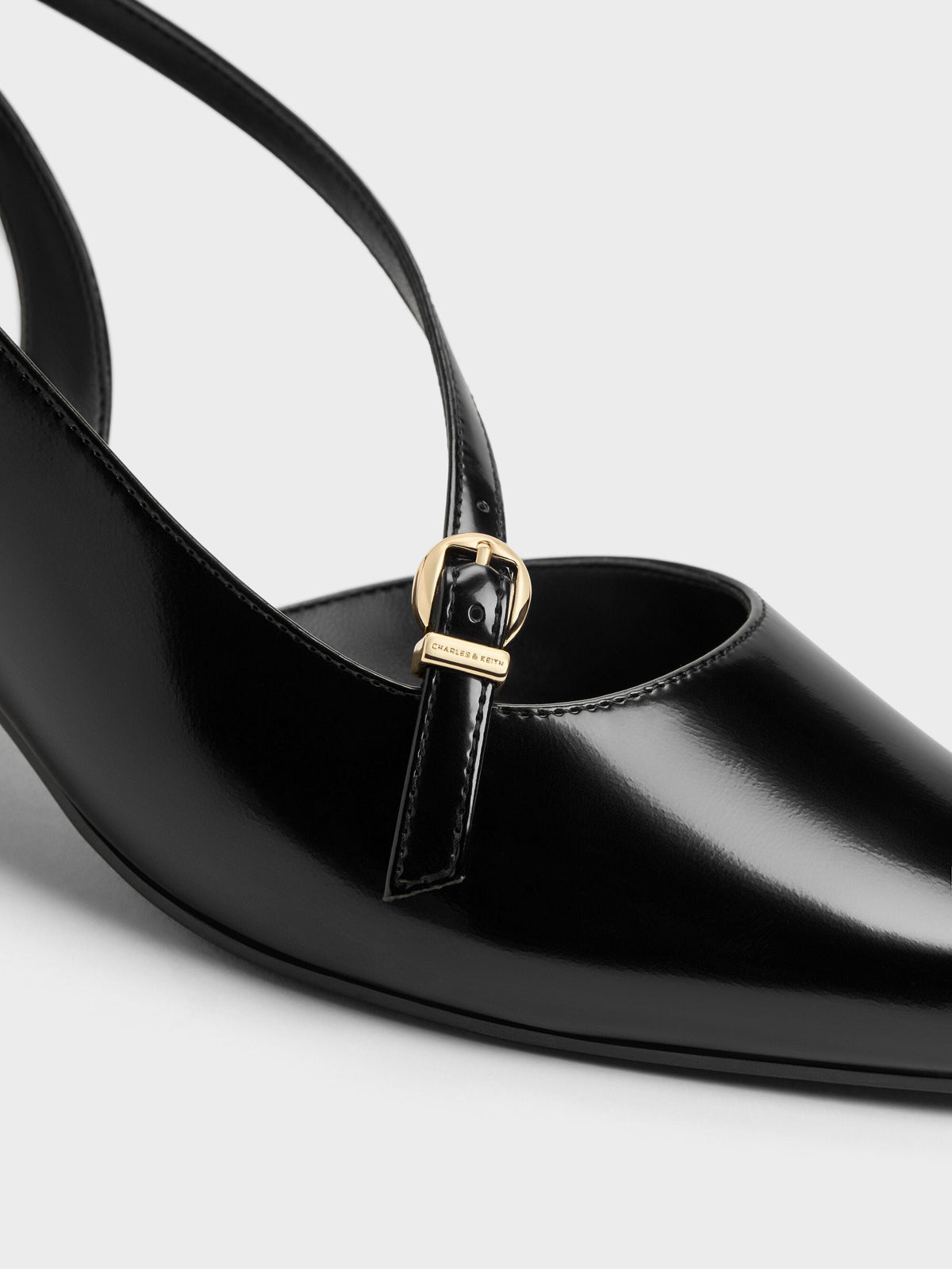 Asymmetric D'Orsay Slingback Pumps - Black Box | CHARLES & KEITH