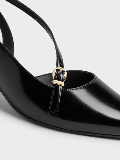 Asymmetric D'Orsay Slingback Pumps - Black Box | CHARLES & KEITH