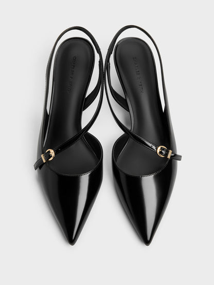 Asymmetric D'Orsay Slingback Pumps - Black Box | CHARLES & KEITH