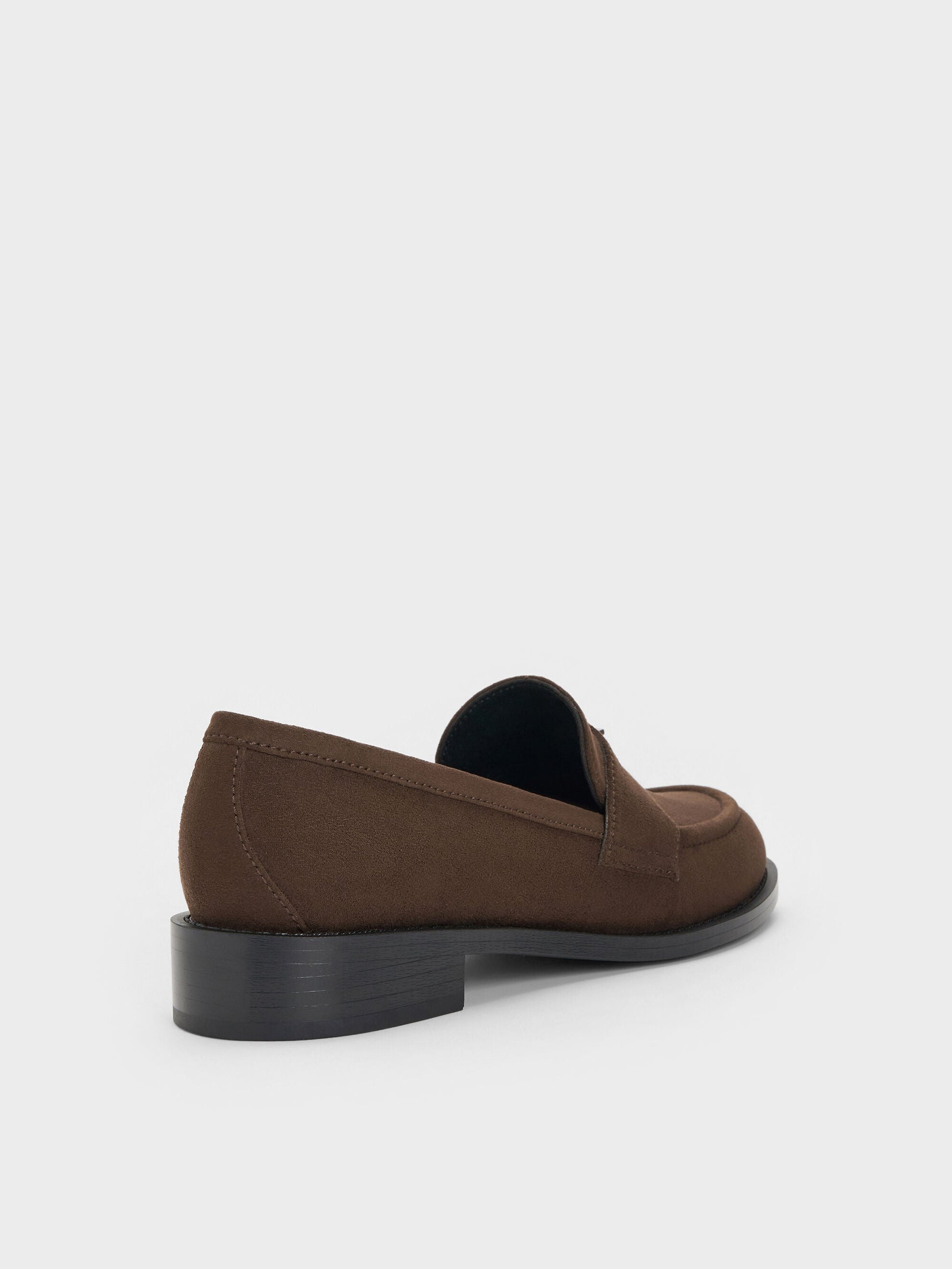 Griselda Faux Suede Loafers - Dark Brown Textured | CHARLES & KEITH
