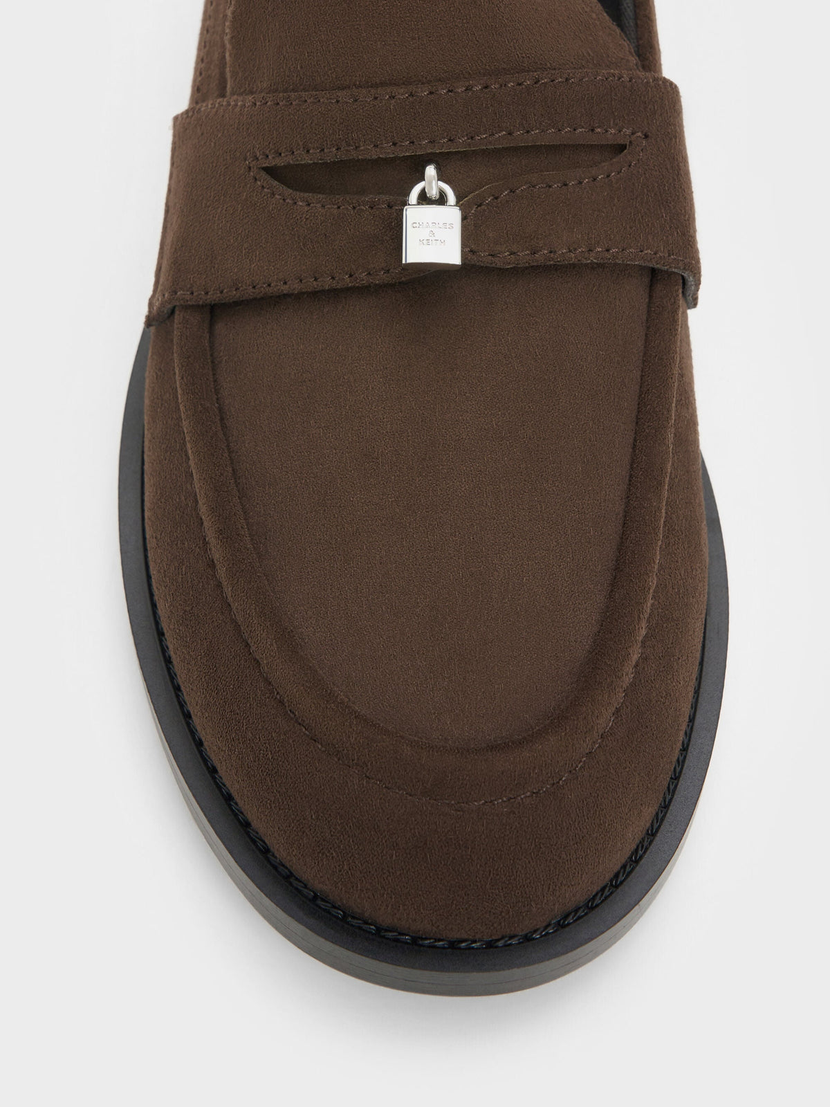 Griselda Faux Suede Loafers - Dark Brown Textured | CHARLES & KEITH