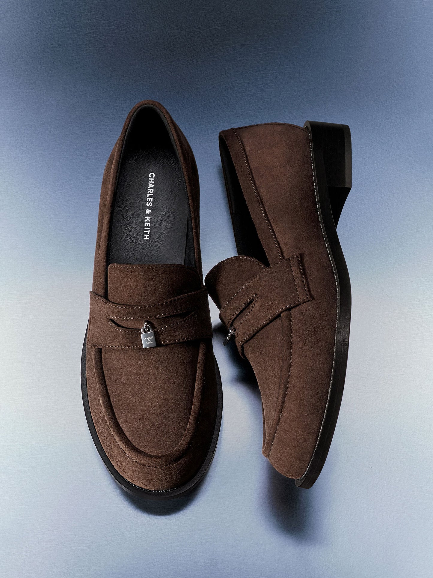 Griselda Faux Suede Loafers - Dark Brown Textured | CHARLES & KEITH