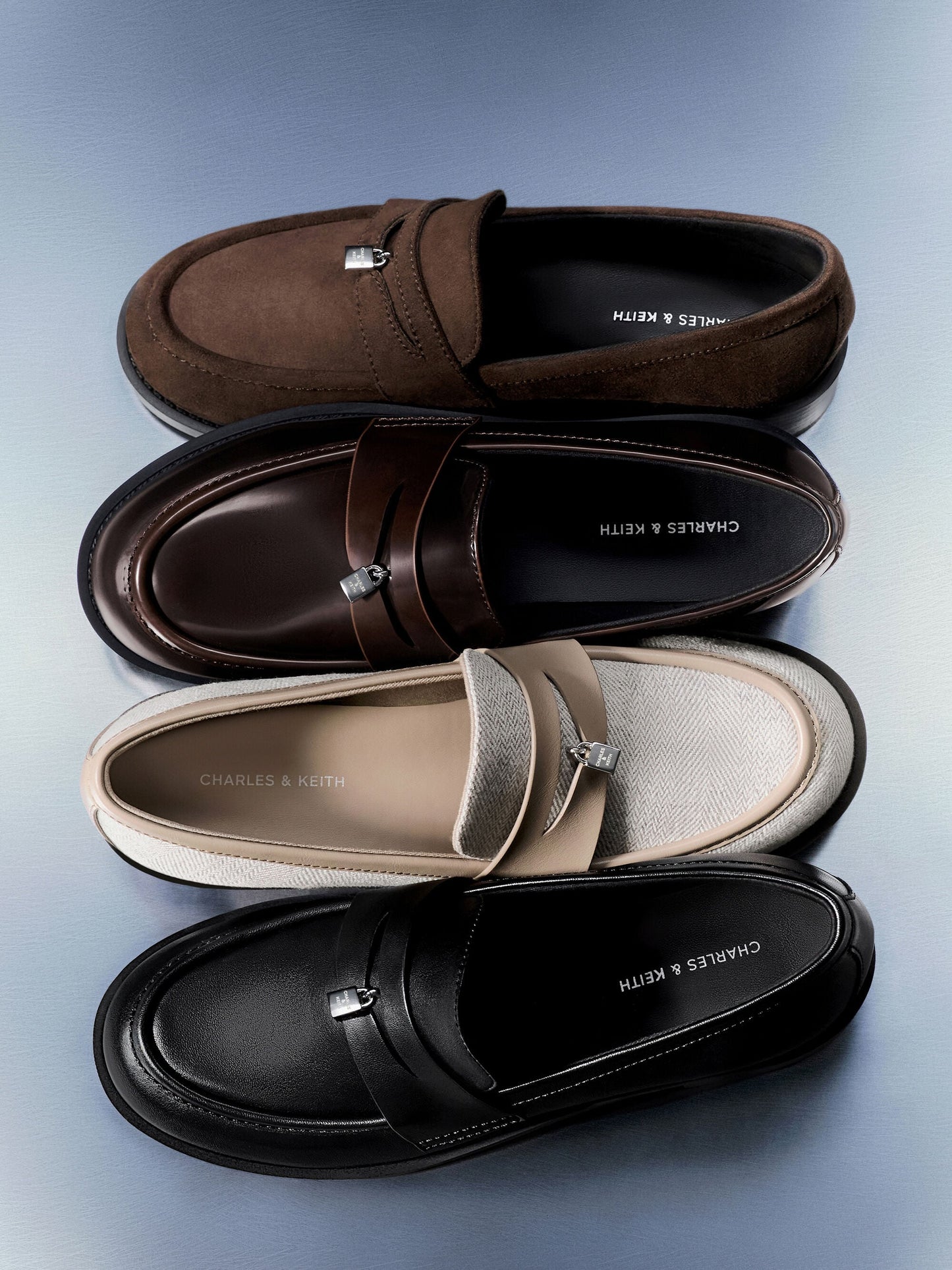 Griselda Faux Suede Loafers - Dark Brown Textured | CHARLES & KEITH