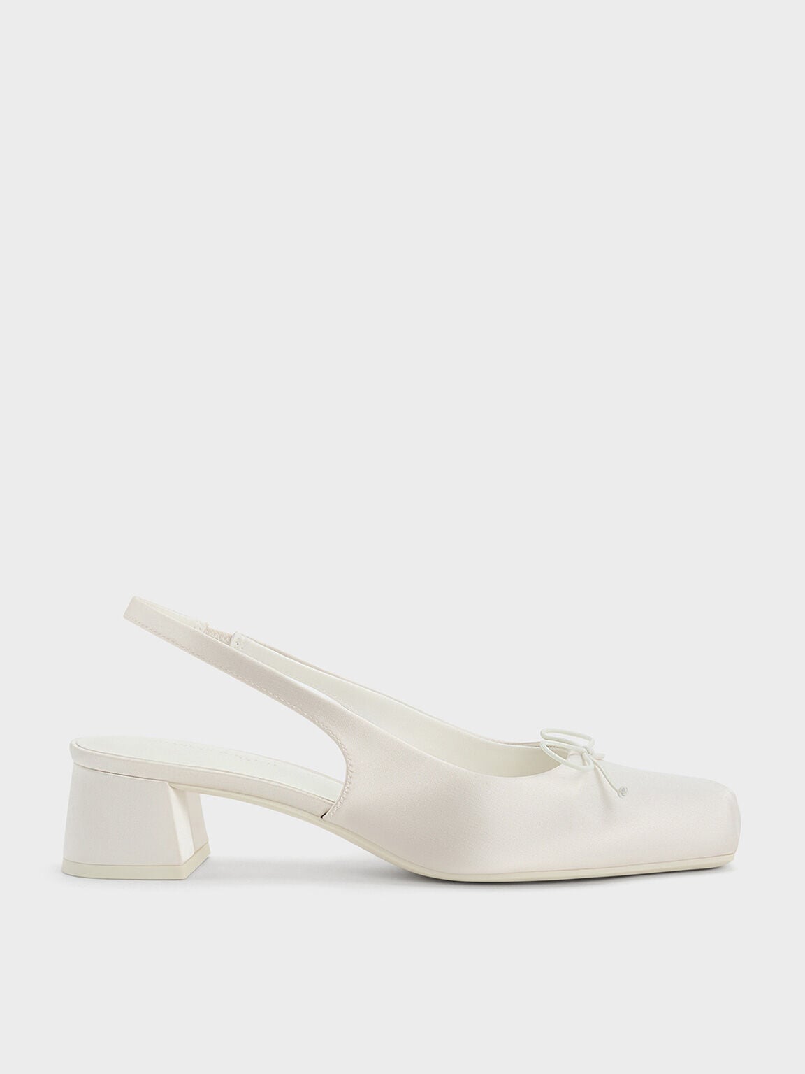 Sadira Satin Slingback Pumps - Chalk | CHARLES & KEITH