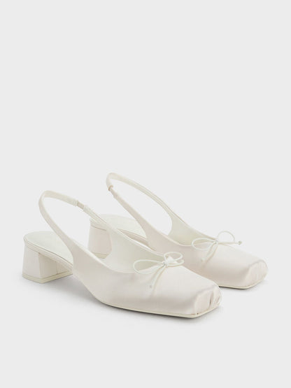 Sadira Satin Slingback Pumps - Chalk | CHARLES & KEITH
