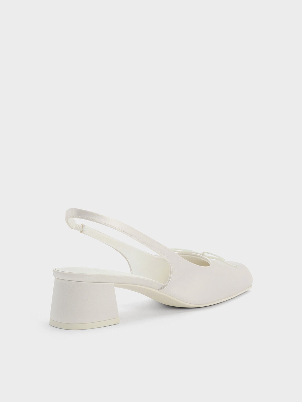 Sadira Satin Slingback Pumps - Chalk | CHARLES & KEITH