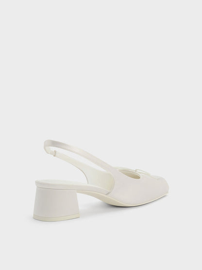 Sadira Satin Slingback Pumps - Chalk | CHARLES & KEITH