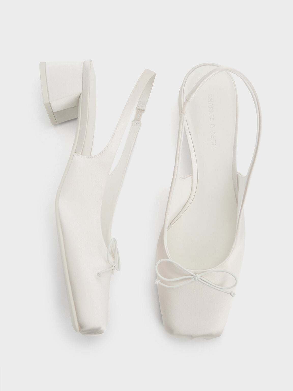Sadira Satin Slingback Pumps - Chalk | CHARLES & KEITH