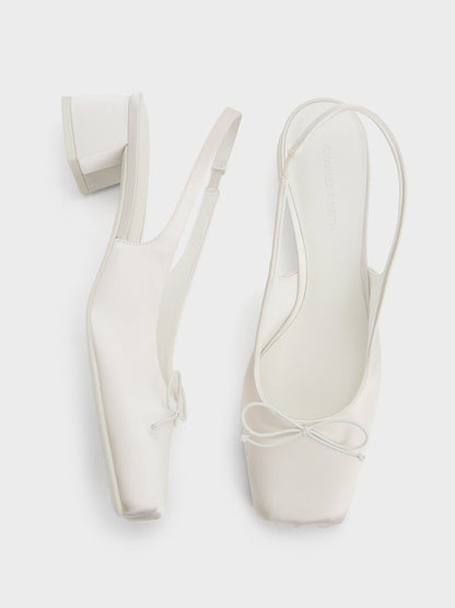 Sadira Satin Slingback Pumps - Chalk | CHARLES & KEITH