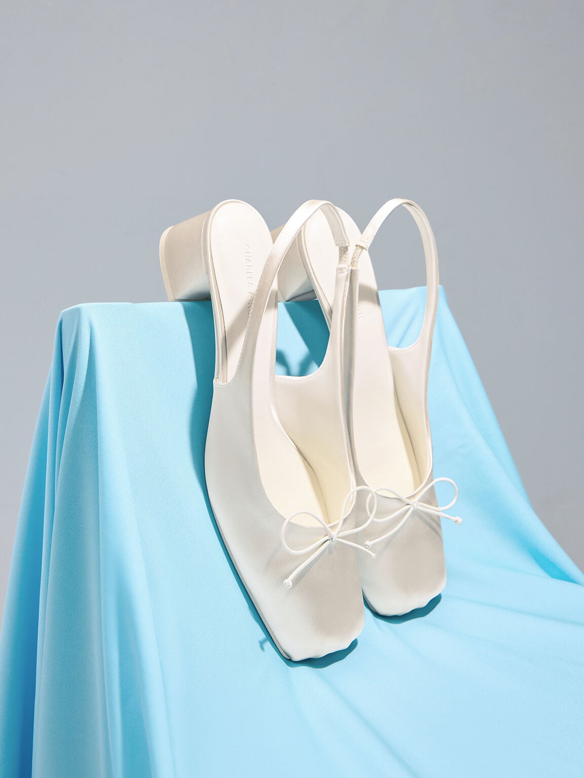 Sadira Satin Slingback Pumps - Chalk | CHARLES & KEITH