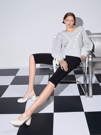 Bow Slingback Mary Jane Pumps - White | CHARLES & KEITH