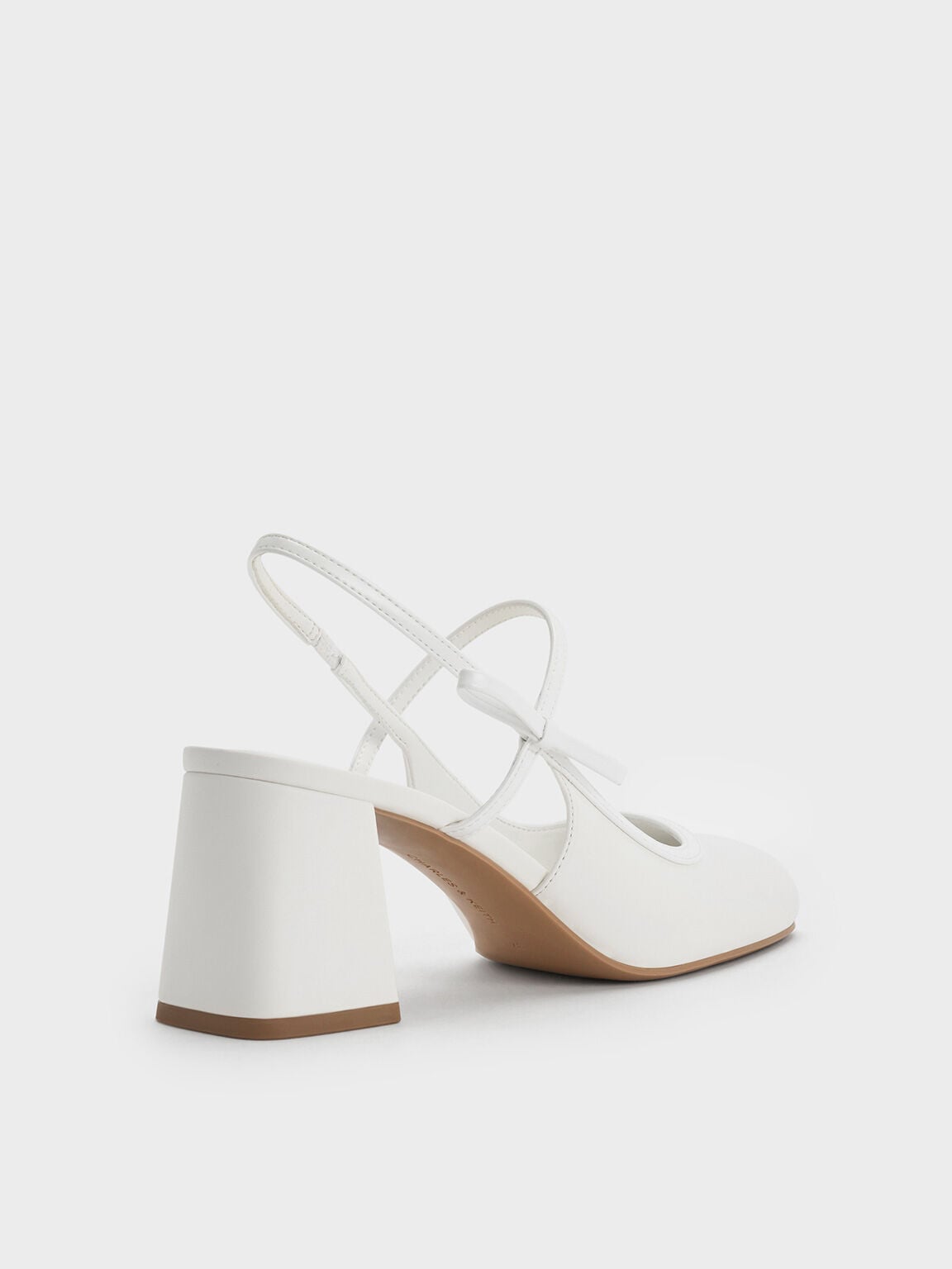 Bow Slingback Mary Jane Pumps - White | CHARLES & KEITH