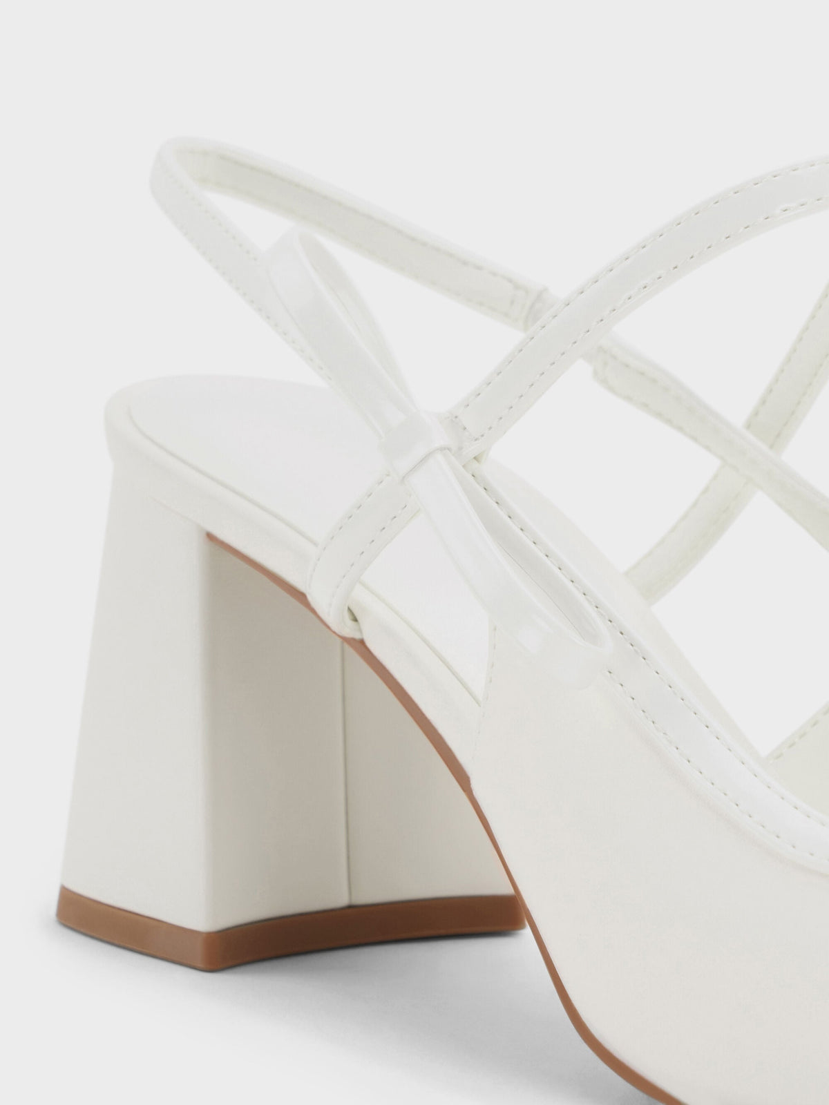 Bow Slingback Mary Jane Pumps - White | CHARLES & KEITH