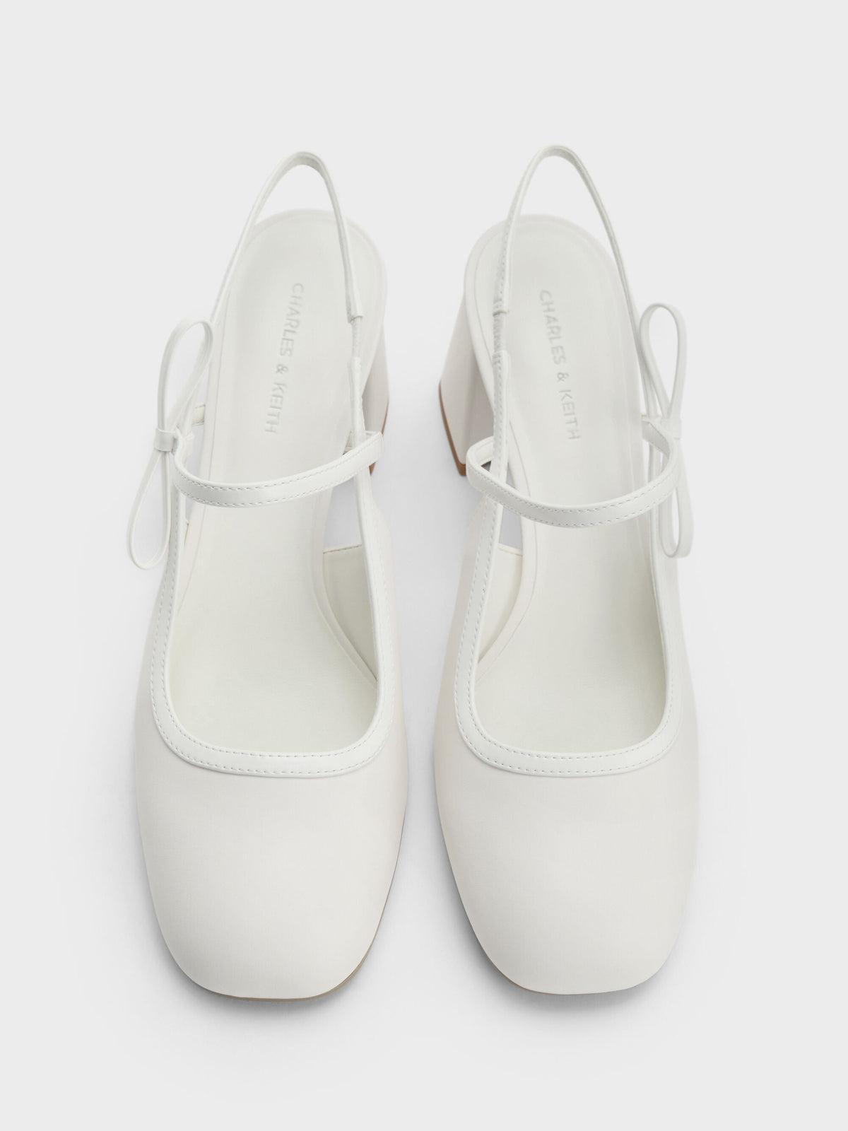 Bow Slingback Mary Jane Pumps - White | CHARLES & KEITH