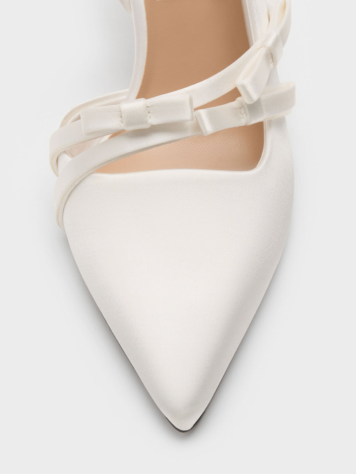 Jessy Bow Slingback Pumps - White | CHARLES & KEITH