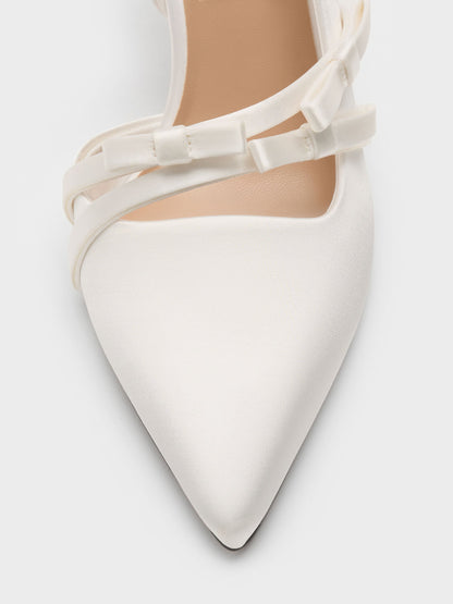 Jessy Bow Slingback Pumps - White | CHARLES & KEITH