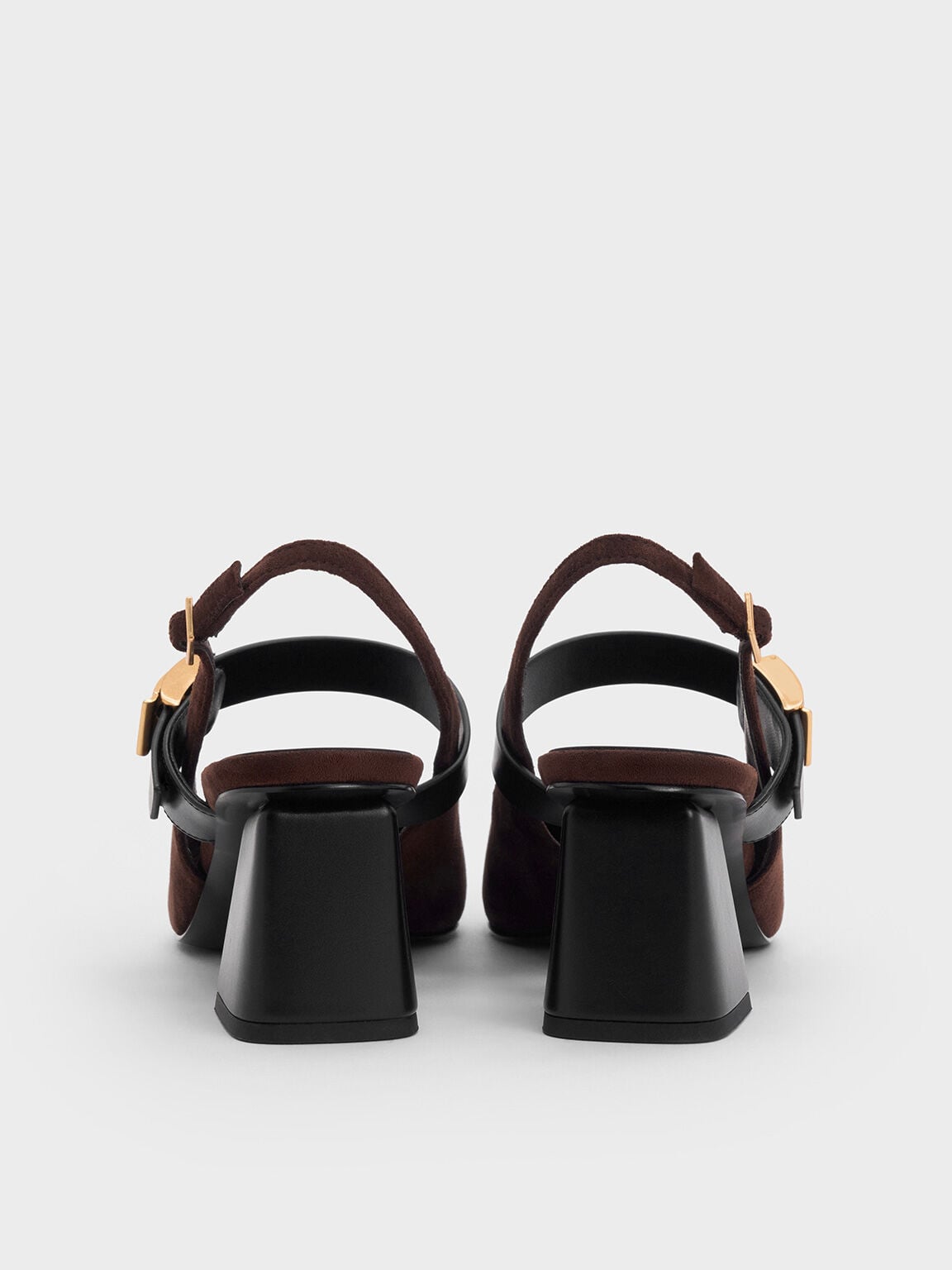 Yvette Faux Suede Mary Jane Slingback Pumps - Dark Brown | CHARLES & KEITH