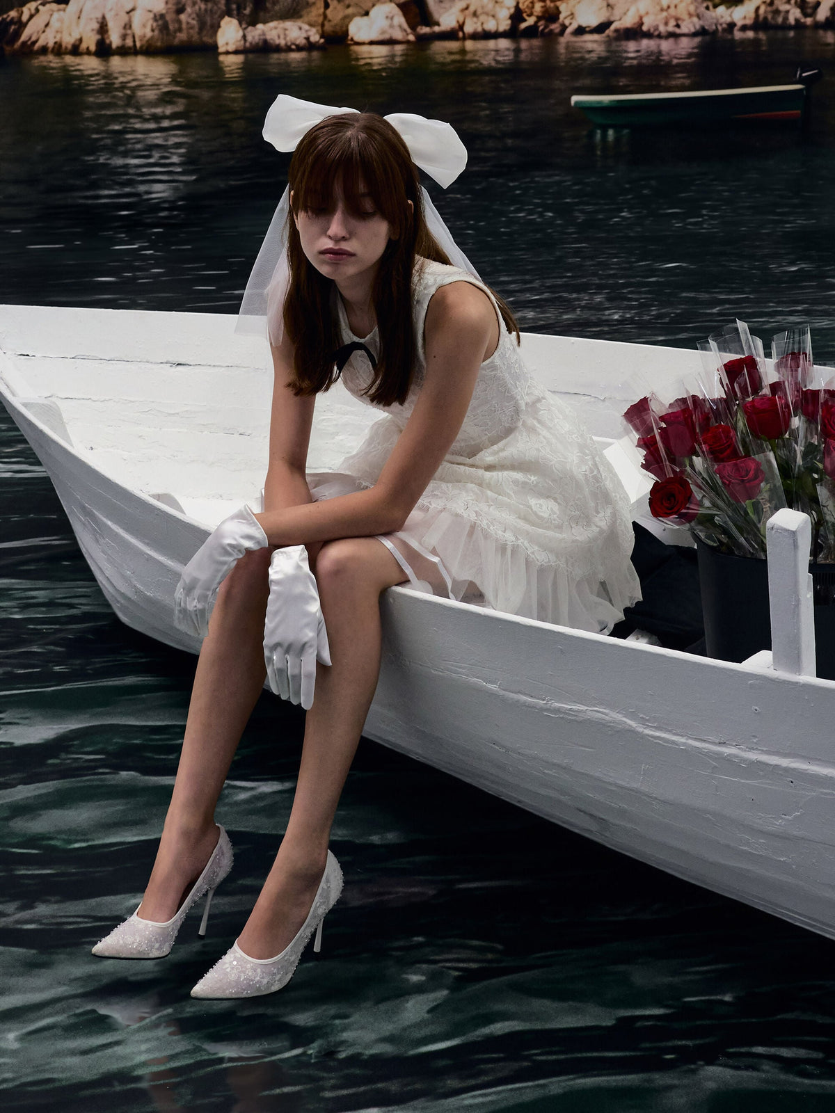 Kyra Embroidered-Mesh Stiletto Pumps - White | CHARLES & KEITH